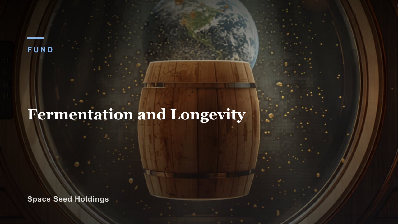 発酵樽と地球を背景にした Fermentation and Longevity のキービジュアル写真